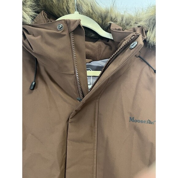 Moosejaw Down Parka Men's Hooded Fur Lined Mid-Length Snow Jacket Coat - Picture 6 of 14